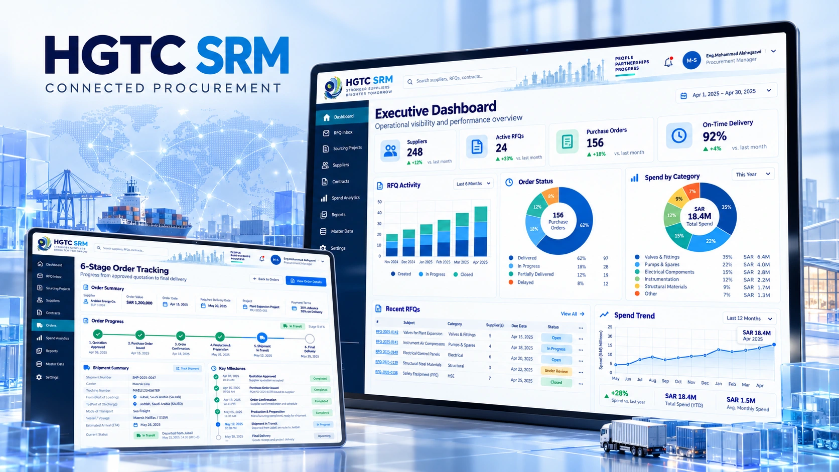 HGTC SRM procurement platform — generated cover based on project screens