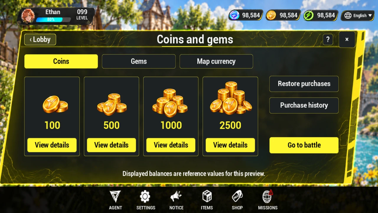 Currency interface / local preview