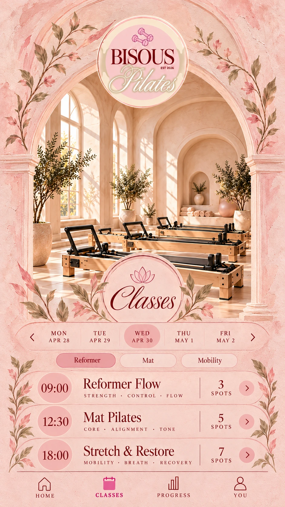 Classes and schedules